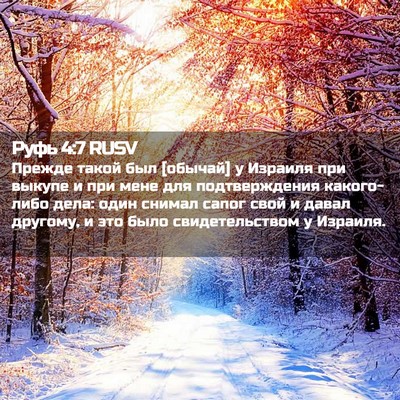 Picture 02 - Руфь 4:7 RUSV - Прежде такой был [обычай] у - Bible Verse Picture