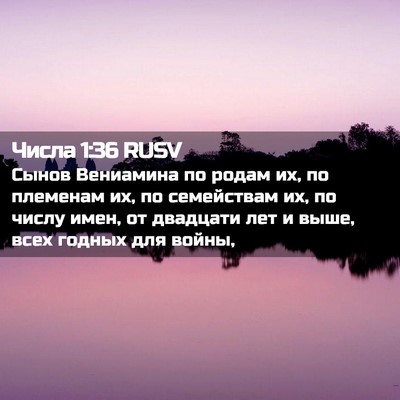 Picture 02 - Числа 1:36 RUSV - Сынов Вениамина по родам - Bible Verse Picture