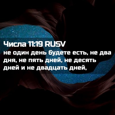 Picture 02 - Числа 11:19 RUSV - не один день будете есть, - Bible Verse Picture
