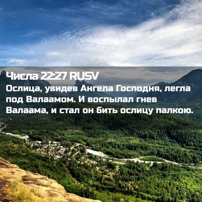 Picture 02 - Числа 22:27 RUSV - Ослица, увидев Ангела - Bible Verse Picture
