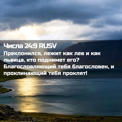 Picture 02 - Числа 24:9 RUSV - Преклонился, лежит как лев - Bible Verse Picture