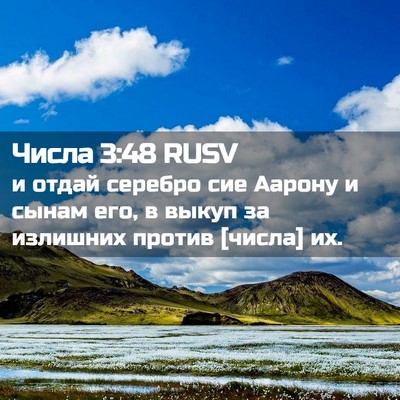 Picture 02 - Числа 3:48 RUSV - и отдай серебро сие Аарону - Bible Verse Picture