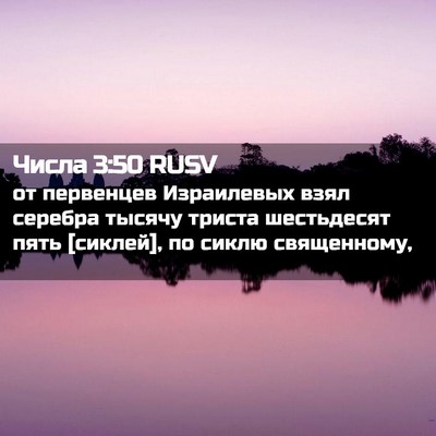 Picture 02 - Числа 3:50 RUSV - от первенцев Израилевых - Bible Verse Picture