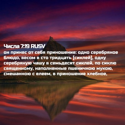 Picture 02 - Числа 7:19 RUSV - он принес от себя - Bible Verse Picture