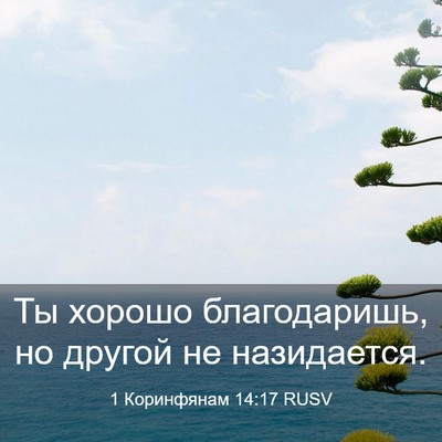 Picture 03 - 1 Коринфянам 14:17 RUSV - Ты хорошо благодаришь, но - Bible Verse Picture