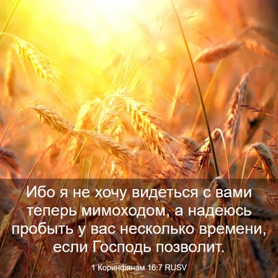Picture 03 - 1 Коринфянам 16:7 RUSV - Ибо я не хочу видеться с - Bible Verse Picture