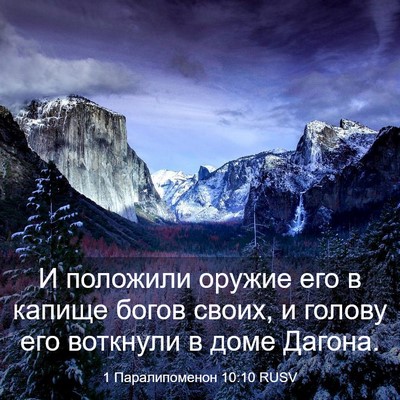Picture 03 - 1 Паралипоменон 10:10 RUSV - И положили оружие его в - Bible Verse Picture