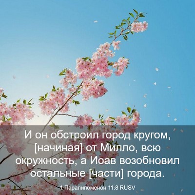 Picture 03 - 1 Паралипоменон 11:8 RUSV - И он обстроил город кругом, - Bible Verse Picture