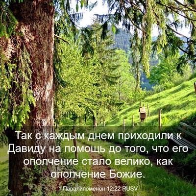 Picture 03 - 1 Паралипоменон 12:22 RUSV - Так с каждым днем - Bible Verse Picture
