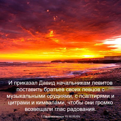 Picture 03 - 1 Паралипоменон 15:16 RUSV - И приказал Давид - Bible Verse Picture
