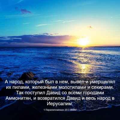 Picture 03 - 1 Паралипоменон 20:3 RUSV - А народ, который был в нем, - Bible Verse Picture
