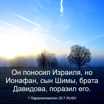 Picture 03 - 1 Паралипоменон 20:7 RUSV - Он поносил Израиля, но - Bible Verse Picture