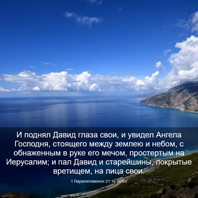 Picture 03 - 1 Паралипоменон 21:16 RUSV - И поднял Давид глаза свои, - Bible Verse Picture