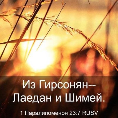 Picture 03 - 1 Паралипоменон 23:7 RUSV - Из Гирсонян--Лаедан и - Bible Verse Picture
