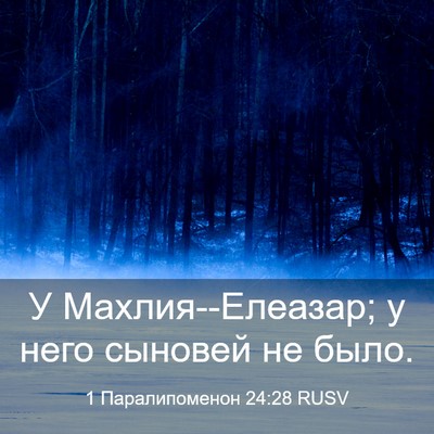 Picture 03 - 1 Паралипоменон 24:28 RUSV - У Махлия--Елеазар; у него - Bible Verse Picture
