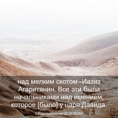 Picture 03 - 1 Паралипоменон 27:31 RUSV - над мелким скотом--Иазиз - Bible Verse Picture