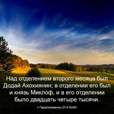 Picture 03 - 1 Паралипоменон 27:4 RUSV - Над отделением второго - Bible Verse Picture