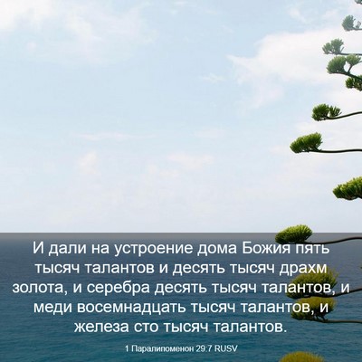Picture 03 - 1 Паралипоменон 29:7 RUSV - И дали на устроение дома - Bible Verse Picture