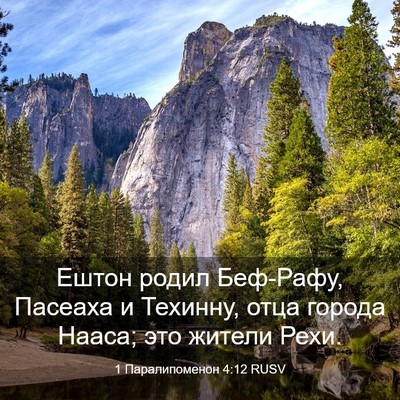 Picture 03 - 1 Паралипоменон 4:12 RUSV - Ештон родил Беф-Рафу, - Bible Verse Picture