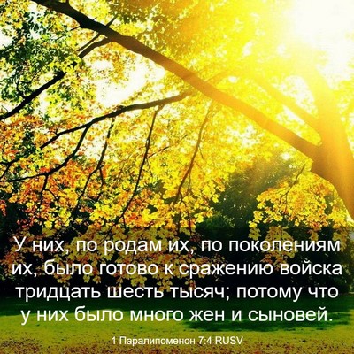 Picture 03 - 1 Паралипоменон 7:4 RUSV - У них, по родам их, по - Bible Verse Picture