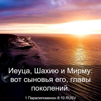 Picture 03 - 1 Паралипоменон 8:10 RUSV - Иеуца, Шахию и Мирму: вот - Bible Verse Picture