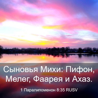 Picture 03 - 1 Паралипоменон 8:35 RUSV - Сыновья Михи: Пифон, Мелег, - Bible Verse Picture