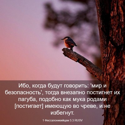 Picture 03 - 1 Фессалоникийцам 5:3 RUSV - Ибо, когда будут говорить: - Bible Verse Picture