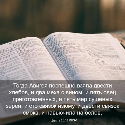 Picture 03 - 1 Царств 25:18 RUSV - Тогда Авигея поспешно - Bible Verse Picture