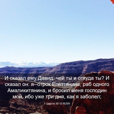 Picture 03 - 1 Царств 30:13 RUSV - И сказал ему Давид: чей ты и - Bible Verse Picture