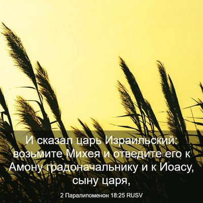 Picture 03 - 2 Паралипоменон 18:25 RUSV - И сказал царь Израильский: - Bible Verse Picture