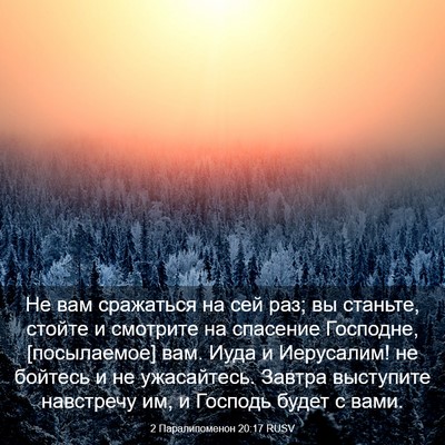Picture 03 - 2 Паралипоменон 20:17 RUSV - Не вам сражаться на сей - Bible Verse Picture