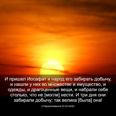 Picture 03 - 2 Паралипоменон 20:25 RUSV - И пришел Иосафат и народ - Bible Verse Picture