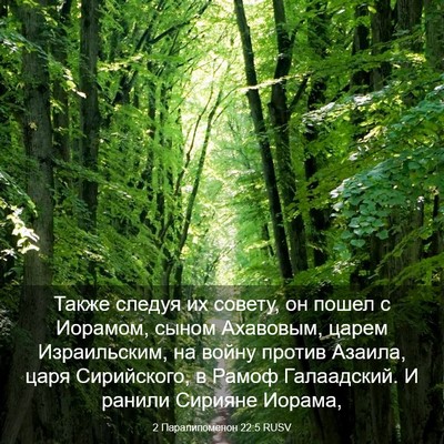 Picture 03 - 2 Паралипоменон 22:5 RUSV - Также следуя их совету, он - Bible Verse Picture