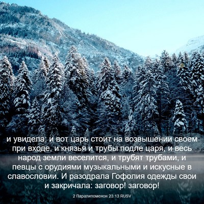 Picture 03 - 2 Паралипоменон 23:13 RUSV - и увидела: и вот царь стоит - Bible Verse Picture