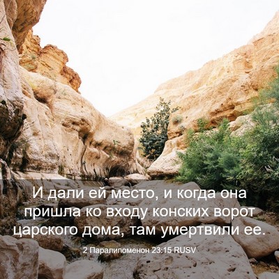 Picture 03 - 2 Паралипоменон 23:15 RUSV - И дали ей место, и когда она - Bible Verse Picture