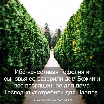 Picture 03 - 2 Паралипоменон 24:7 RUSV - Ибо нечестивая Гофолия и - Bible Verse Picture
