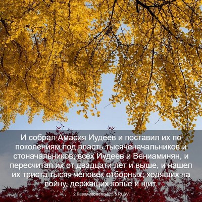 Picture 03 - 2 Паралипоменон 25:5 RUSV - И собрал Амасия Иудеев и - Bible Verse Picture