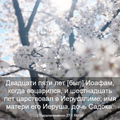 Picture 03 - 2 Паралипоменон 27:1 RUSV - Двадцати пяти лет [был] - Bible Verse Picture