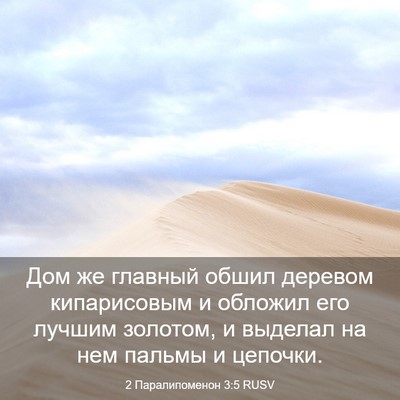 Picture 03 - 2 Паралипоменон 3:5 RUSV - Дом же главный обшил - Bible Verse Picture