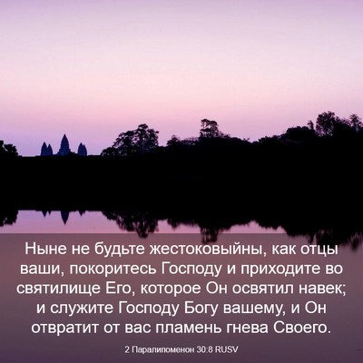 Picture 03 - 2 Паралипоменон 30:8 RUSV - Ныне не будьте - Bible Verse Picture