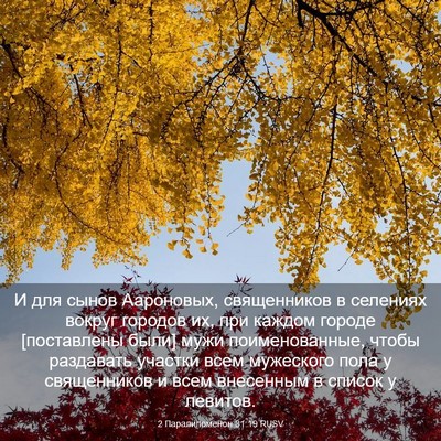 Picture 03 - 2 Паралипоменон 31:19 RUSV - И для сынов Аароновых, - Bible Verse Picture
