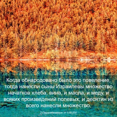 Picture 03 - 2 Паралипоменон 31:5 RUSV - Когда обнародовано было - Bible Verse Picture