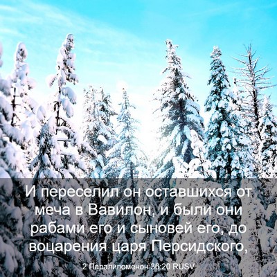 Picture 03 - 2 Паралипоменон 36:20 RUSV - И переселил он оставшихся - Bible Verse Picture