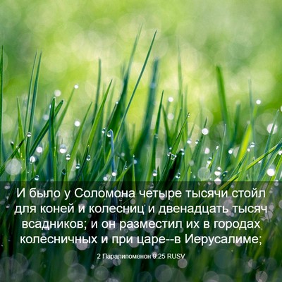 Picture 03 - 2 Паралипоменон 9:25 RUSV - И было у Соломона четыре - Bible Verse Picture