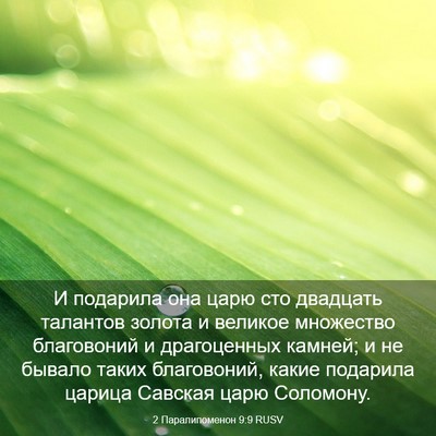 Picture 03 - 2 Паралипоменон 9:9 RUSV - И подарила она царю сто - Bible Verse Picture