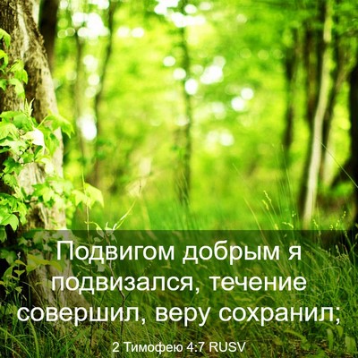 Picture 03 - 2 Тимофею 4:7 RUSV - Подвигом добрым я - Bible Verse Picture