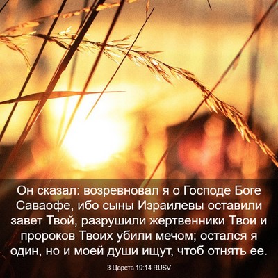 Picture 03 - 3 Царств 19:14 RUSV - Он сказал: возревновал я о - Bible Verse Picture