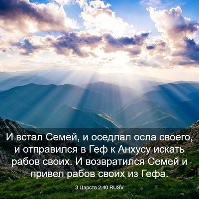 Picture 03 - 3 Царств 2:40 RUSV - И встал Семей, и оседлал - Bible Verse Picture