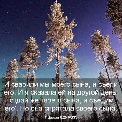 Picture 03 - 4 Царств 6:29 RUSV - И сварили мы моего сына, и - Bible Verse Picture