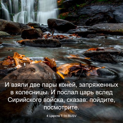 Picture 03 - 4 Царств 7:14 RUSV - И взяли две пары коней, - Bible Verse Picture